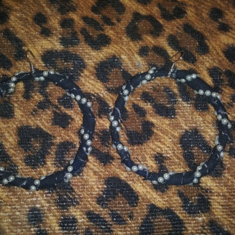 Large handmade denim hoops